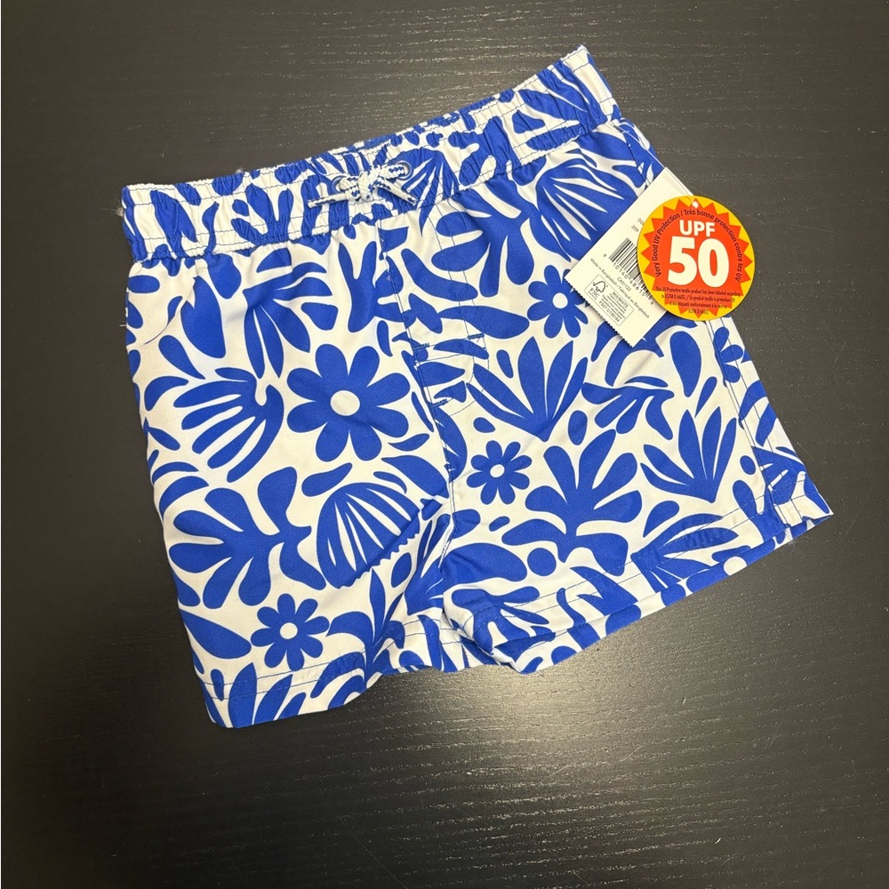 ⭐️2/$8.00⭐️ NWT George 6-12m Blue and White Floral Swim Shorts